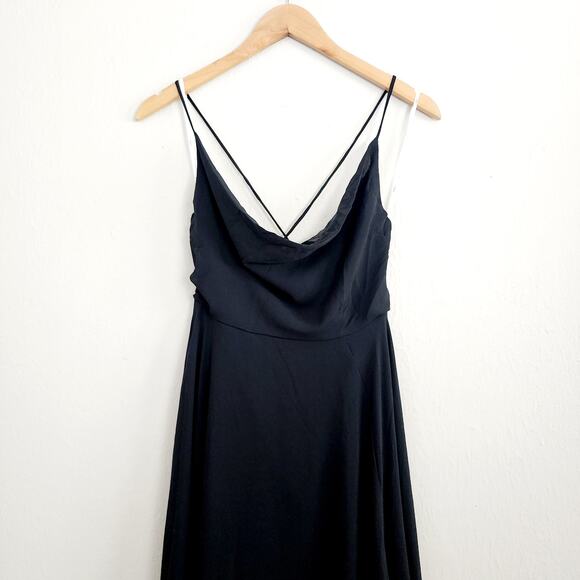 Lulus Romantically Speaking Black Cowl Neck Lace-Up Maxi Dress - Picture 6 of 11